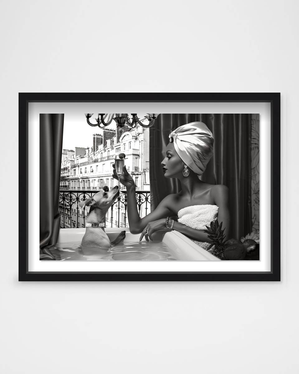 "Tropical Bath Noir" Framed Wall Art Print